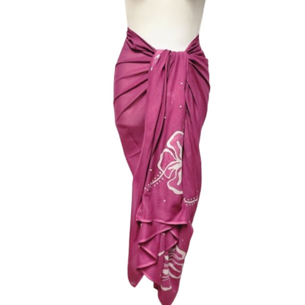 Cotton Sarong Pareo Handpainted Batik Wrap Beach Coverup Dress Scarf Home Accent